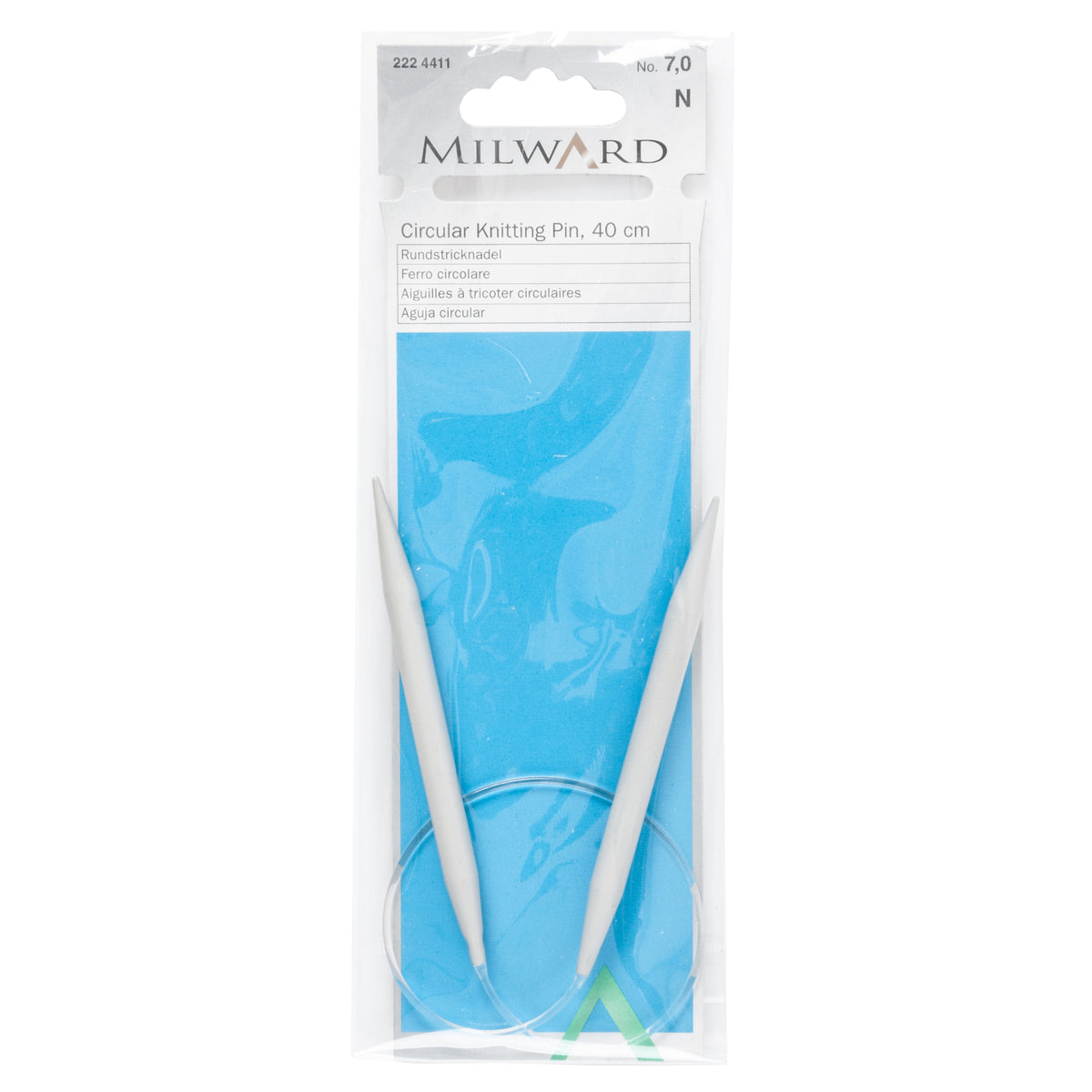 Milward 40cm fixed circular knitting needle with grey aluminium tips, 7mm