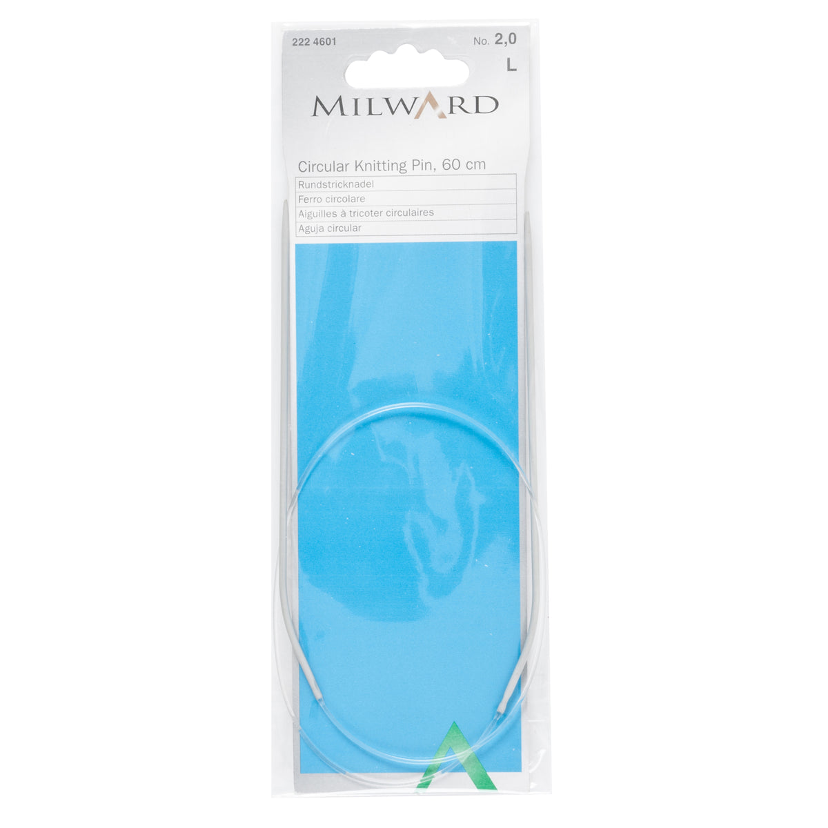 Milward 60cm fixed circular knitting needle with grey aluminium tips, 2mm