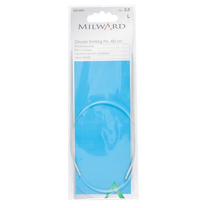 Milward 60cm fixed circular knitting needle with grey aluminium tips, 2mm