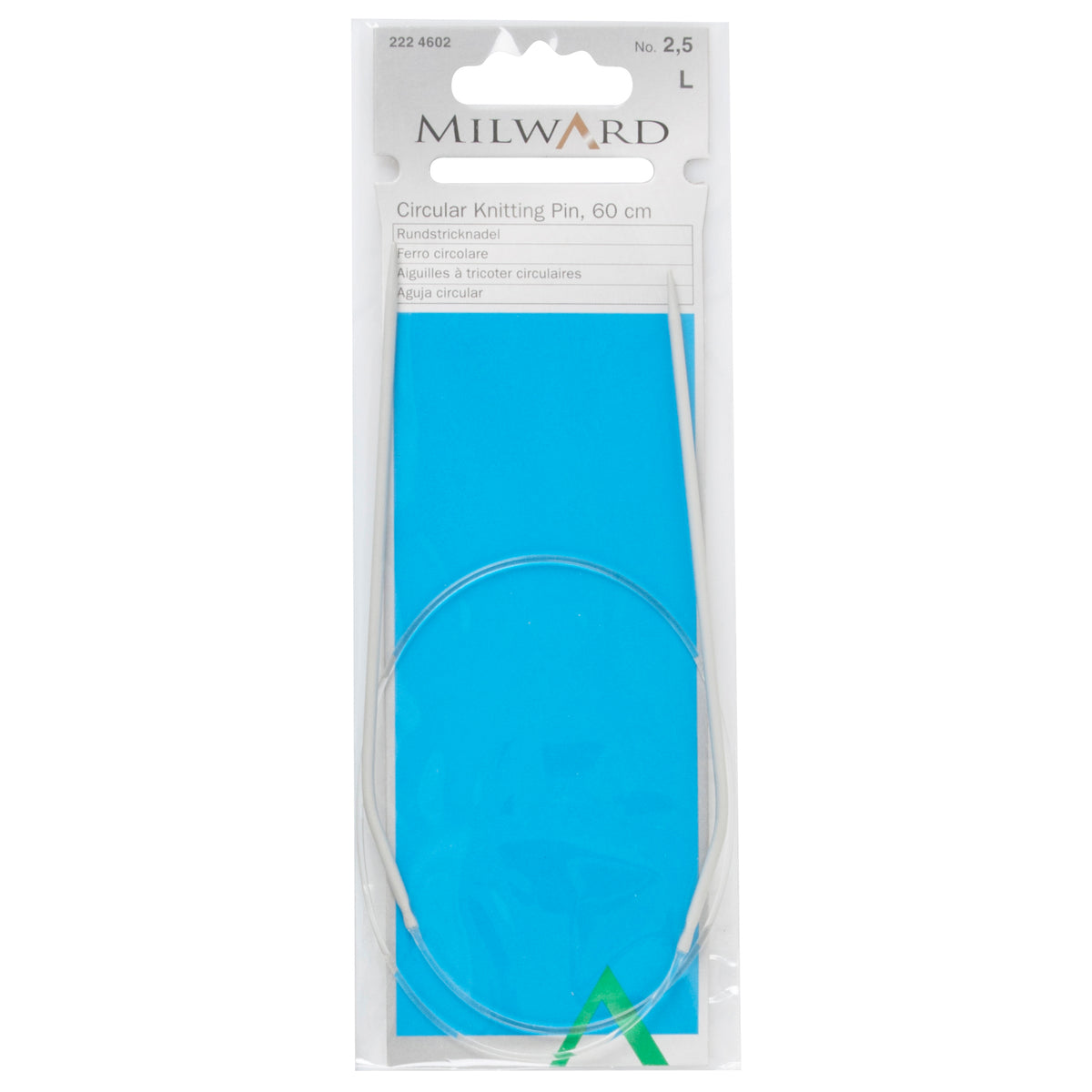 Milward 60cm fixed circular knitting needle with grey aluminium tips, 2.5mm