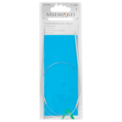 Milward 60cm fixed circular knitting needle with grey aluminium tips, 2.5mm
