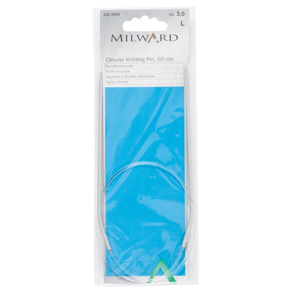 Milward 60cm fixed circular knitting needle with grey aluminium tips, 3mm