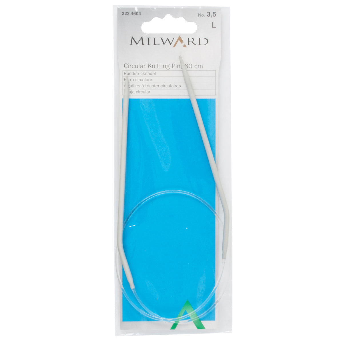 Milward 60cm circular knitting needle in 3.5mm with grey metal tips and cable
