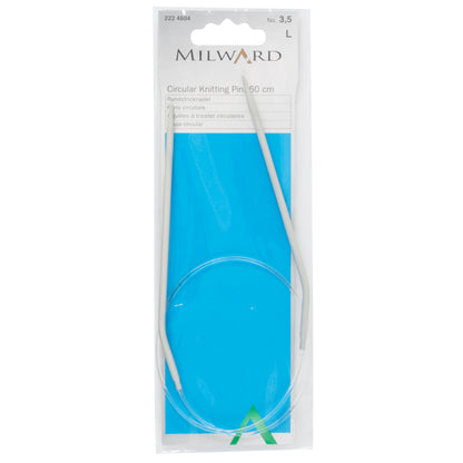 Milward 60cm circular knitting needle in 3.5mm with grey metal tips and cable