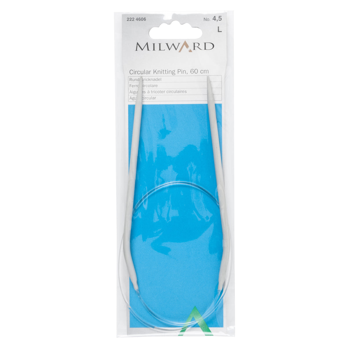 Milward 60cm circular knitting needle in 4.5mm with grey metal tips and cable