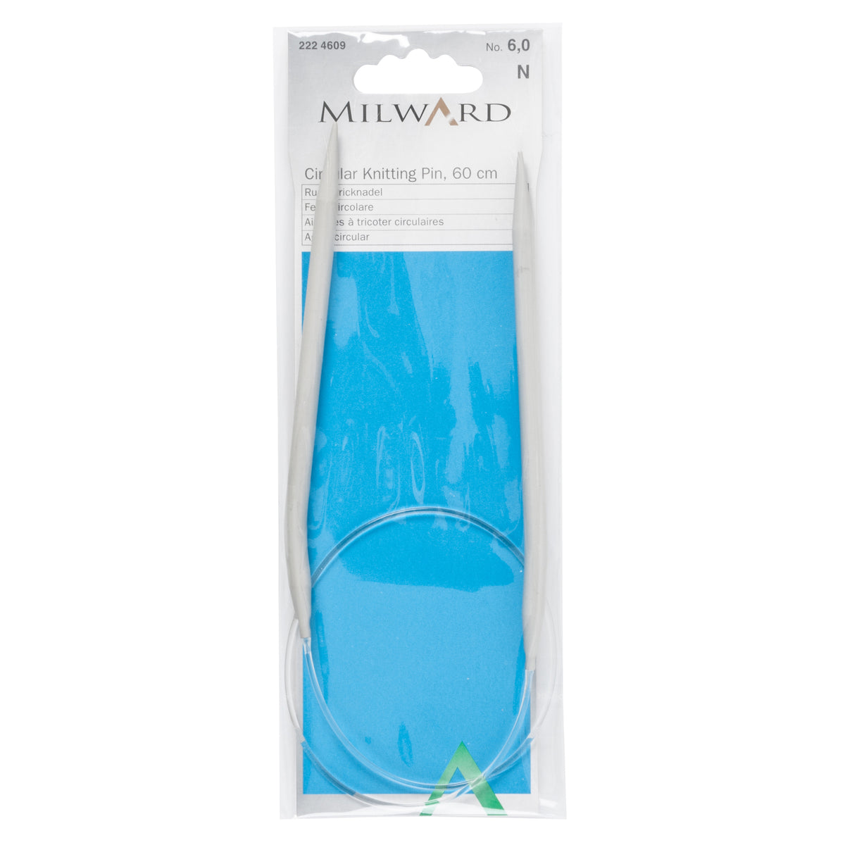 Milward 60cm circular knitting needle in 6mm with grey metal tips and cable