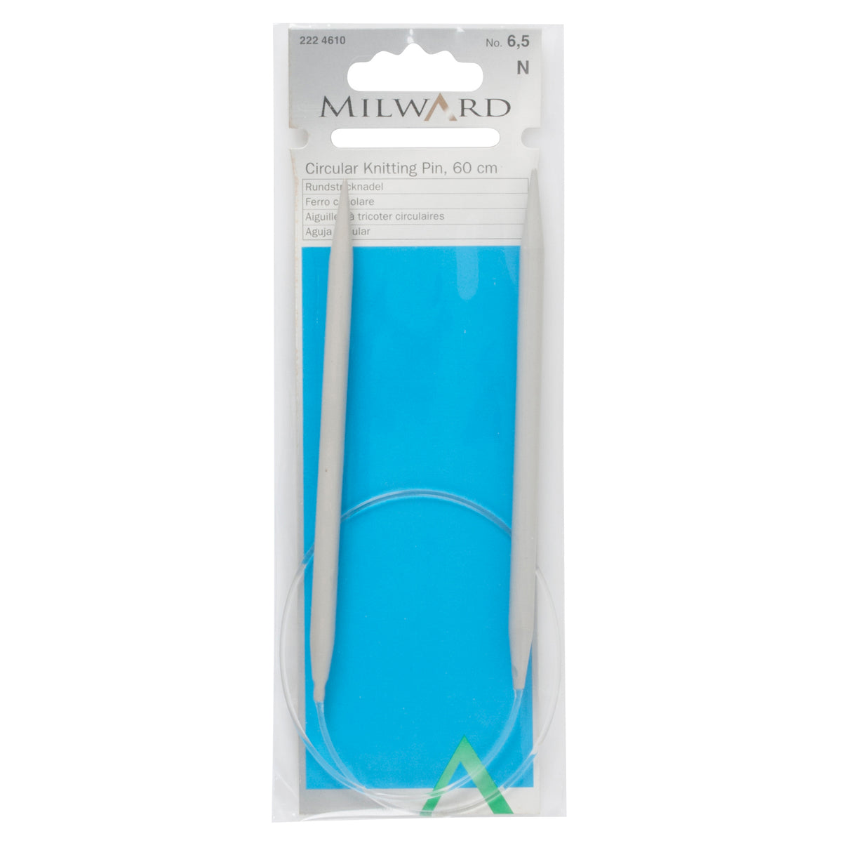 Milward 60cm circular knitting needle in 6.5mm with grey metal tips and cable