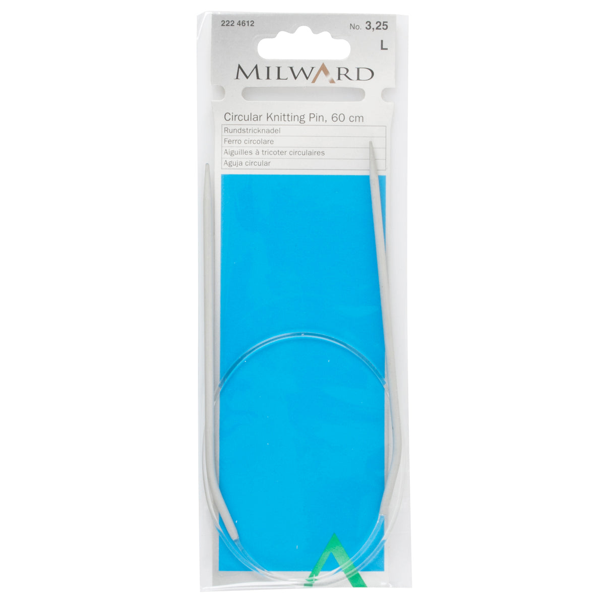 Milward 60cm circular knitting needle in 3.25mm with grey metal tips and cable