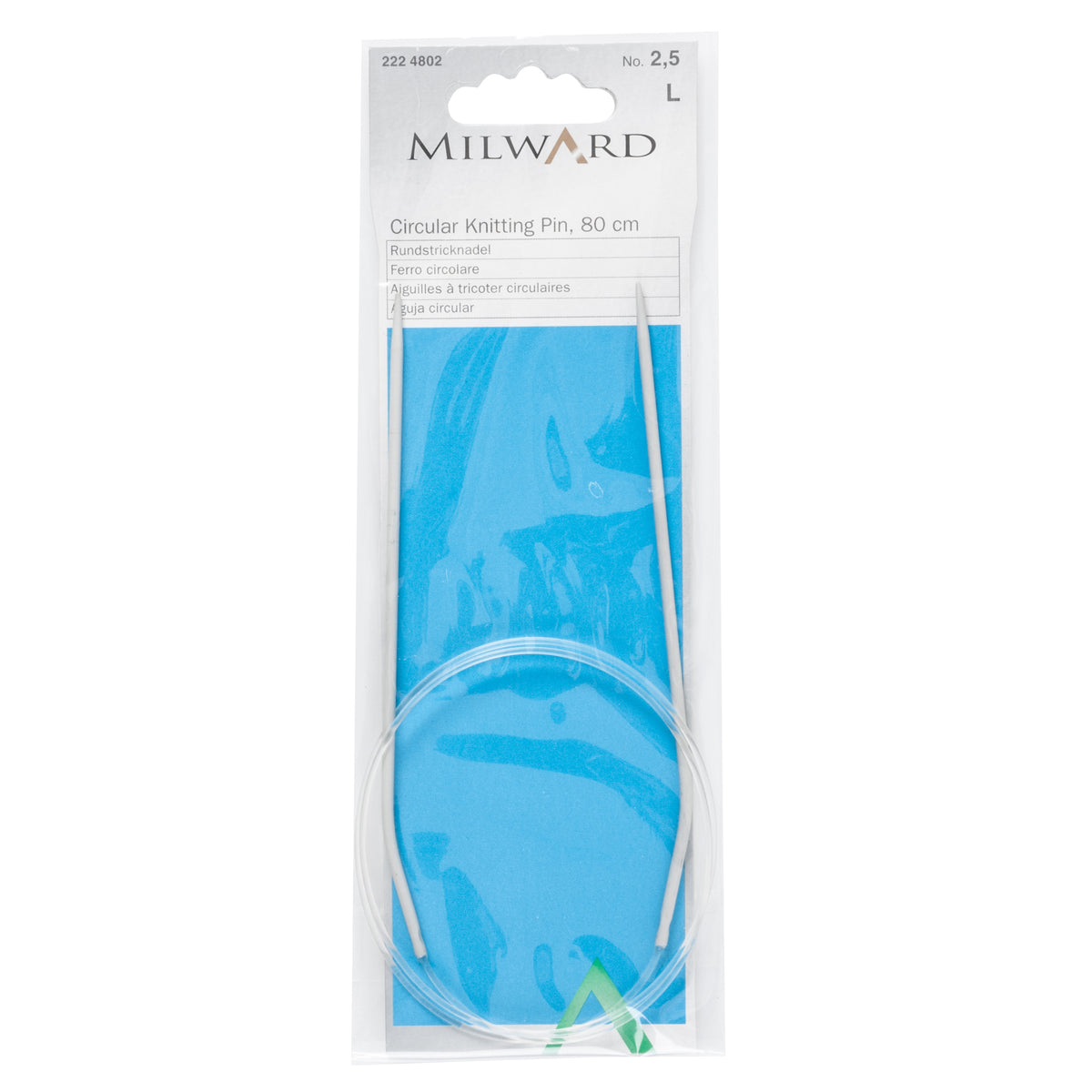 Milward 80cm circular knitting needle in 2.5mm with grey metal tips and cable