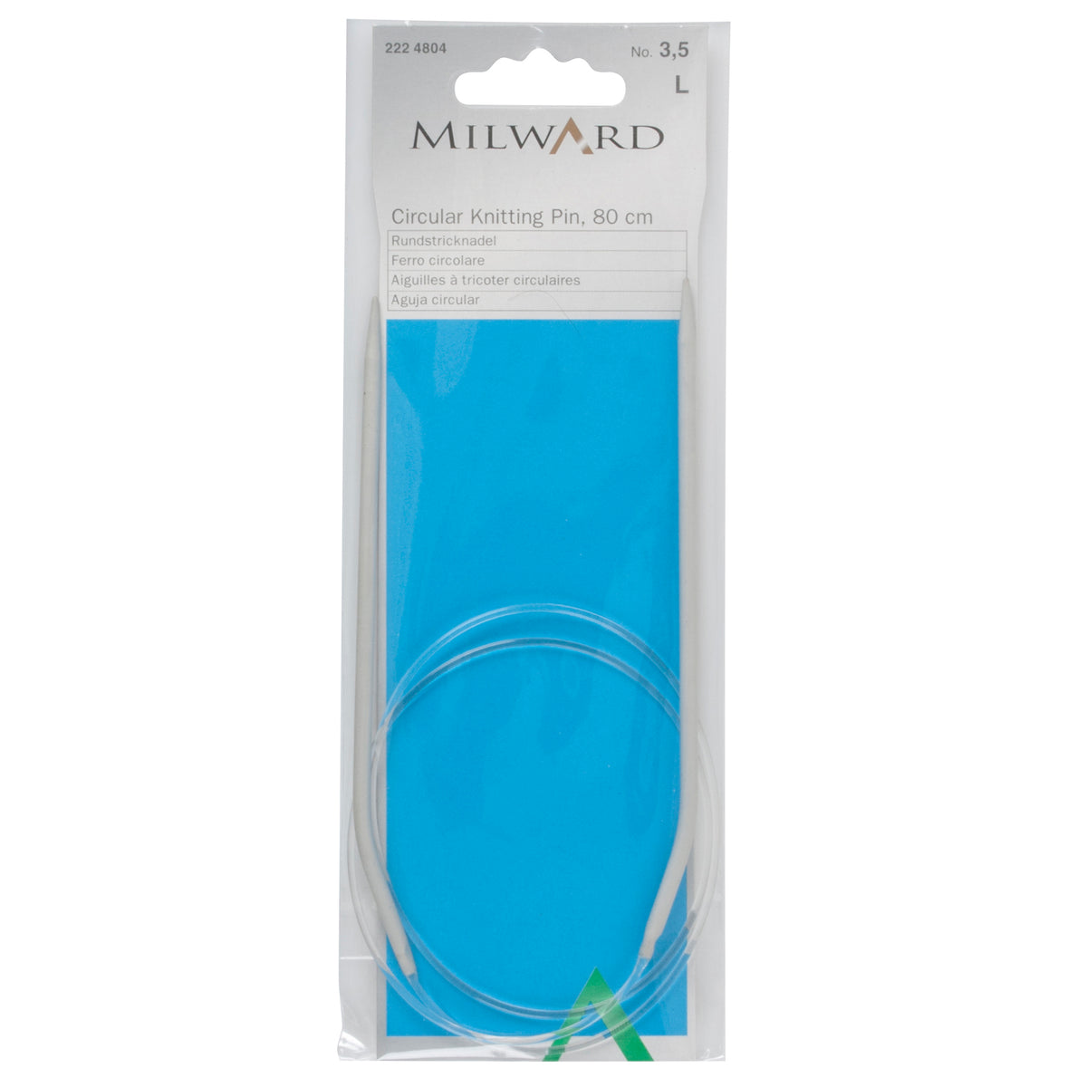 Milward 80cm circular knitting needle in 3.5mm with grey metal tips and cable