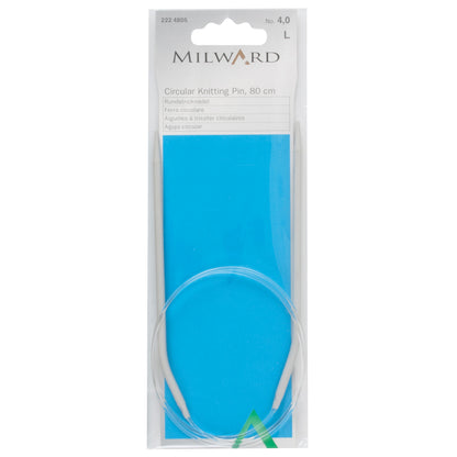 Milward 80cm circular knitting needle in 4mm with grey metal tips and cable