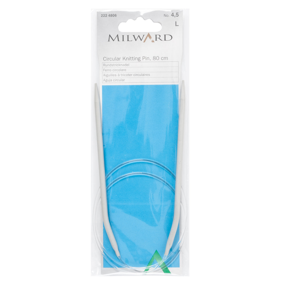 Milward 80cm circular knitting needle in 4.5mm with grey metal tips and cable