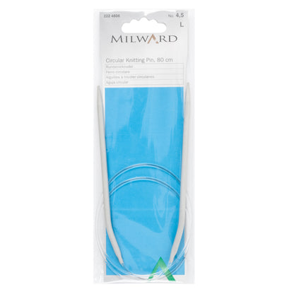 Milward 80cm circular knitting needle in 4.5mm with grey metal tips and cable