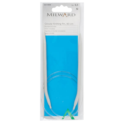 Milward 80cm circular knitting needle in 5.5mm with grey metal tips and cable