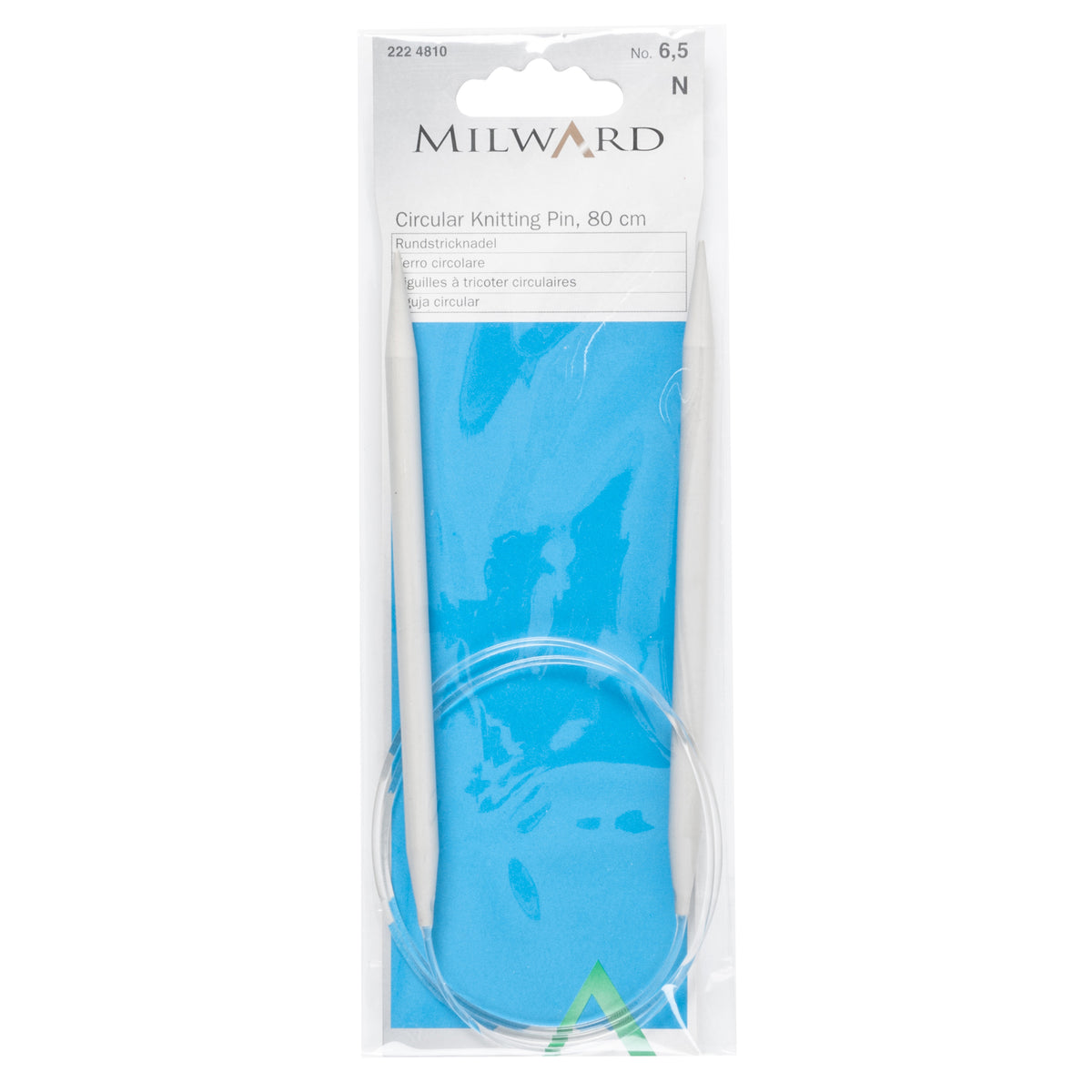 Milward 80cm circular knitting needle in 6.5mm with grey metal tips and cable