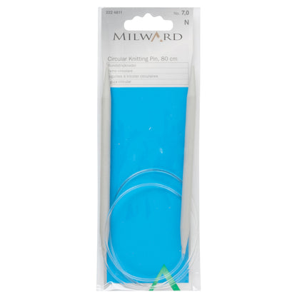 Milward 80cm circular knitting needle in 7mm with grey metal tips and cable
