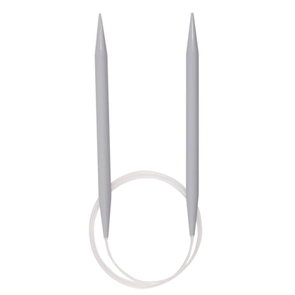 Milward 80cm circular knitting needle in 8mm with grey plastic tips and cable