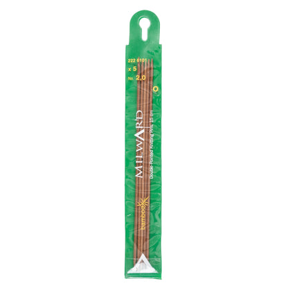 Set of five Milward 2mm bamboo double-pointed knitting needles
