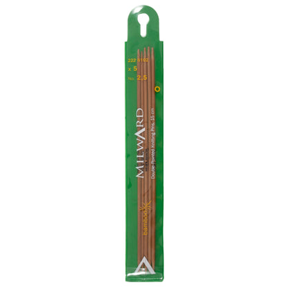 Set of five Milward 2.5mm bamboo double-pointed knitting needles