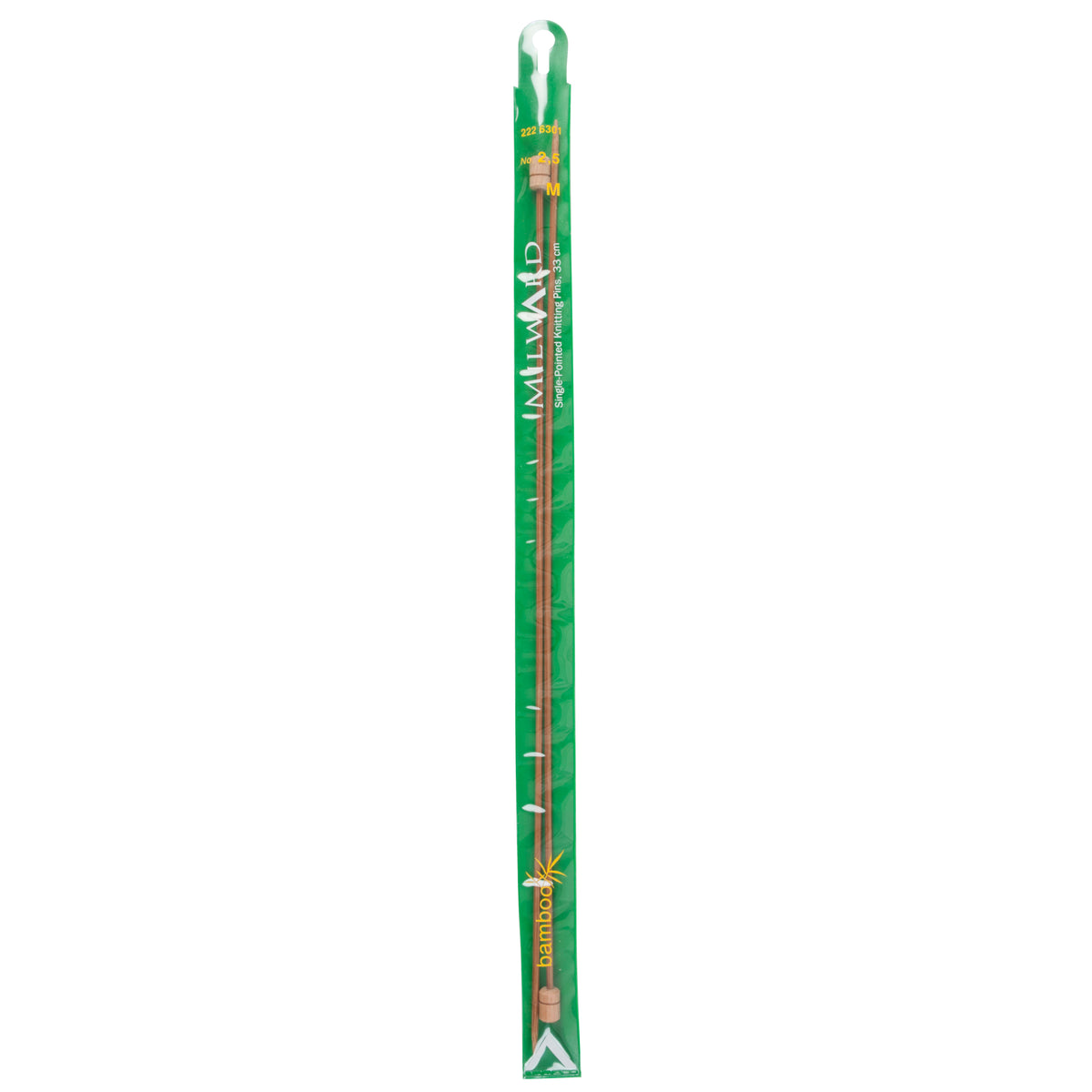 Pair of Milward 2.5mm bamboo single-ended knitting needles