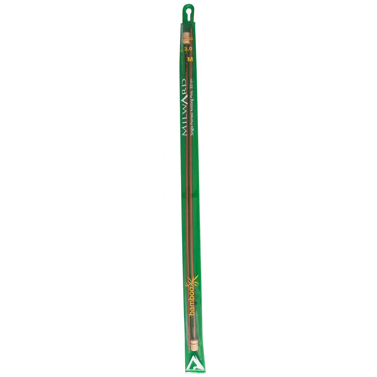 Pair of Milward 3mm bamboo single-ended knitting needles