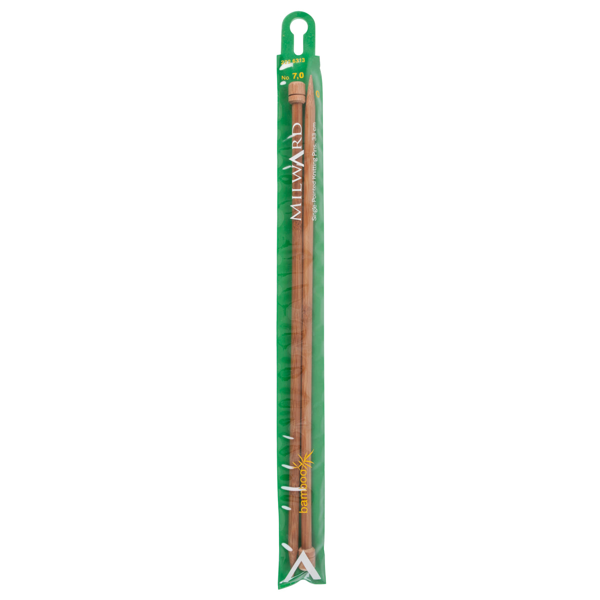 Pair of Milward bamboo single-ended knitting needles, 7mm