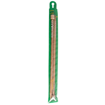 Pair of Milward bamboo single-ended knitting needles, 9mm