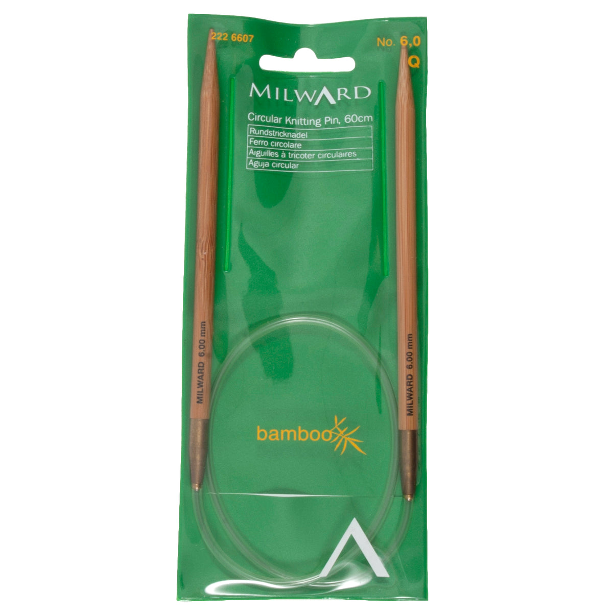 Milward bamboo fixed circular knitting needle, 60cm, 6mm