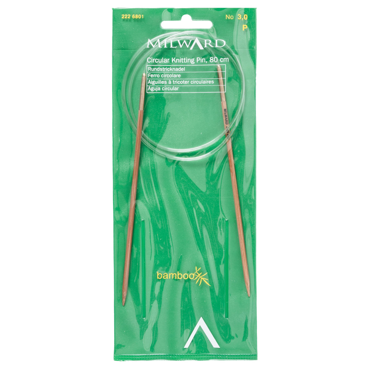 Milward bamboo fixed circular knitting needle, 80cm, 3mm