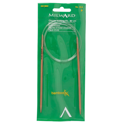 Milward bamboo fixed circular knitting needle, 80cm, 3.5mm