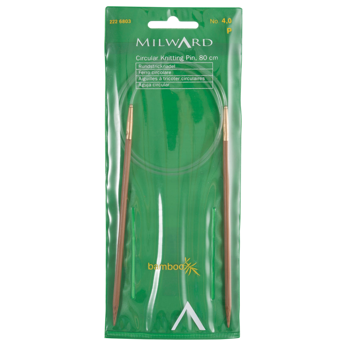 Milward bamboo fixed circular knitting needle, 80cm, 4mm
