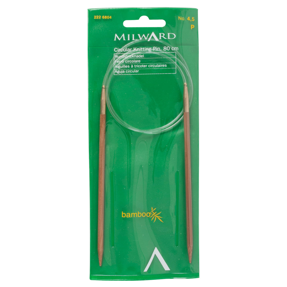 Milward bamboo fixed circular knitting needle, 80cm, 4.5mm