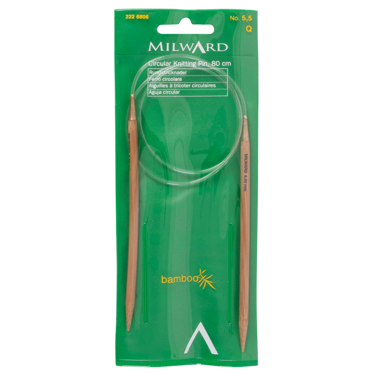 Milward bamboo fixed circular knitting needle, 80cm, 5.5mm
