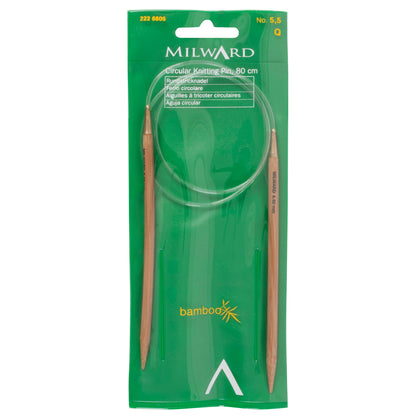 Milward bamboo fixed circular knitting needle, 80cm, 5.5mm