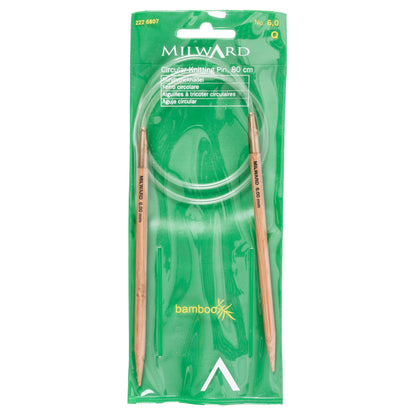 Milward bamboo fixed circular knitting needle, 80cm, 6mm