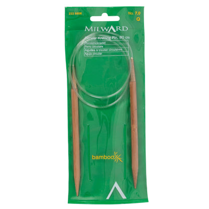 Milward bamboo fixed circular knitting needle, 80cm, 7mm
