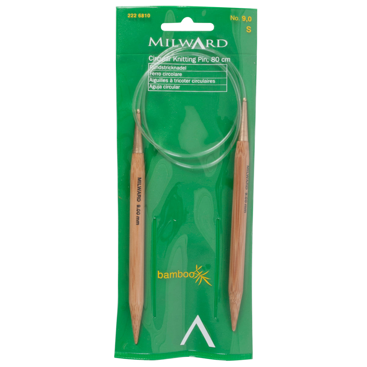 Milward bamboo fixed circular knitting needle, 80cm, 9mm