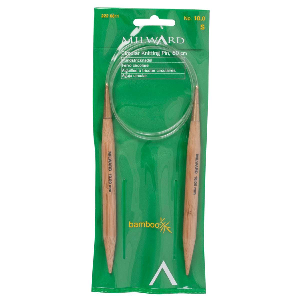 Milward bamboo fixed circular knitting needle, 80cm, 10mm