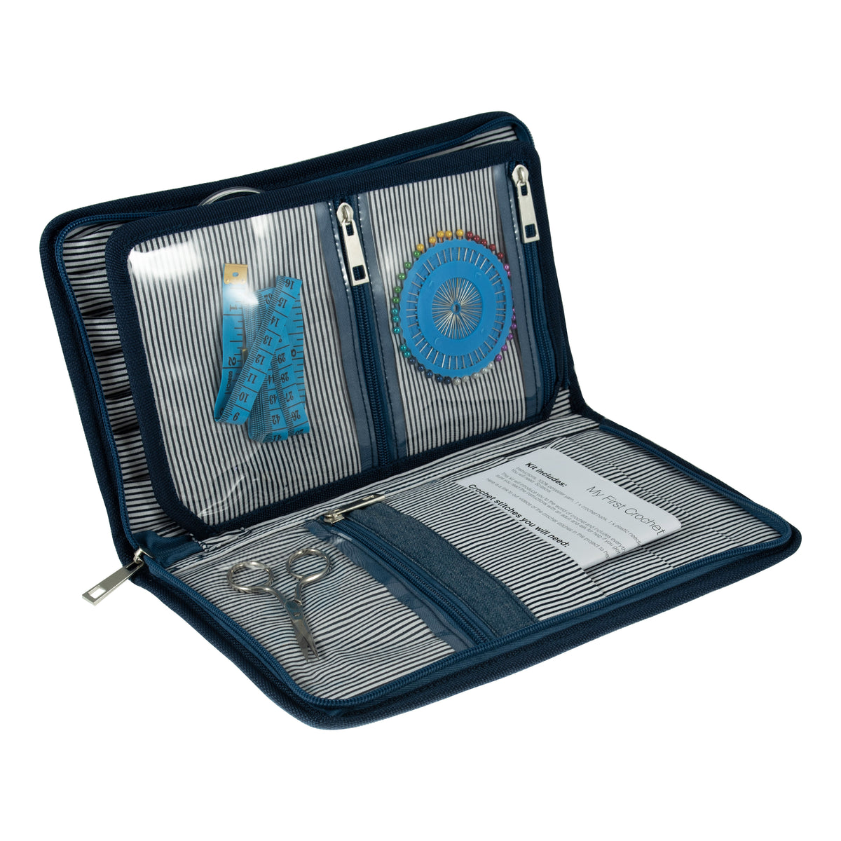 Milward denim zip-up interchangeable knitting needle case