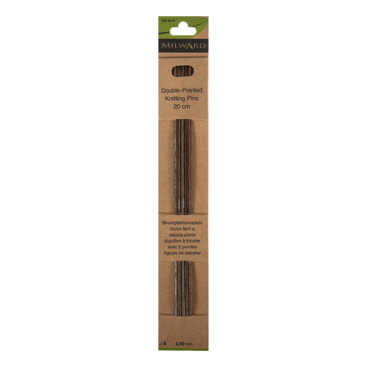 Set of 5 Milward wooden double-pointed knitting needles, 2.5mm