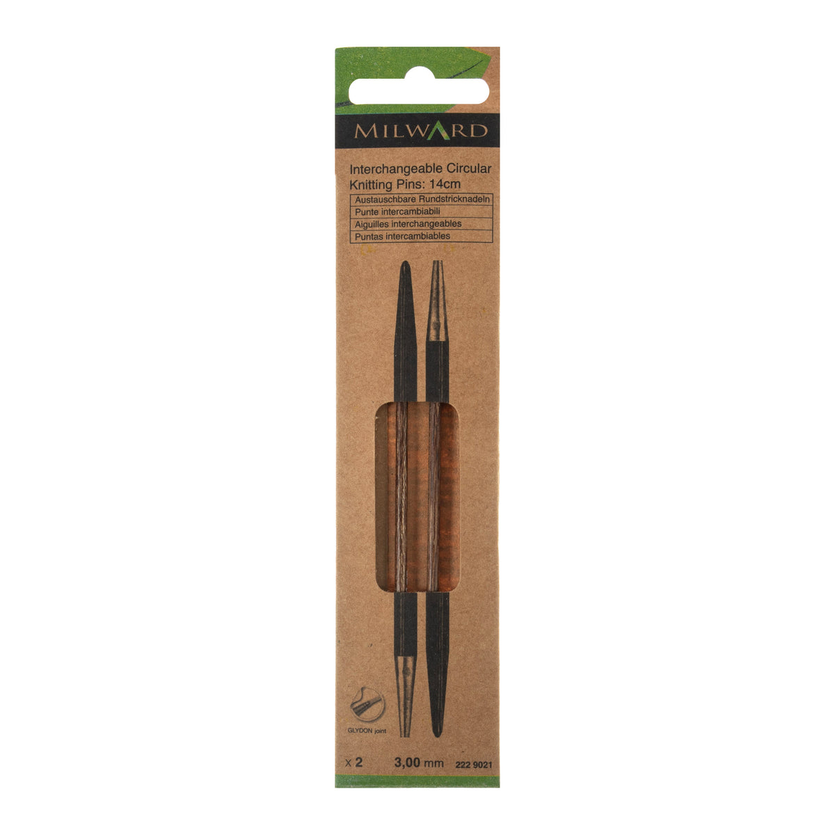 Milward wooden interchangeable circular knitting needle tips, 3mm