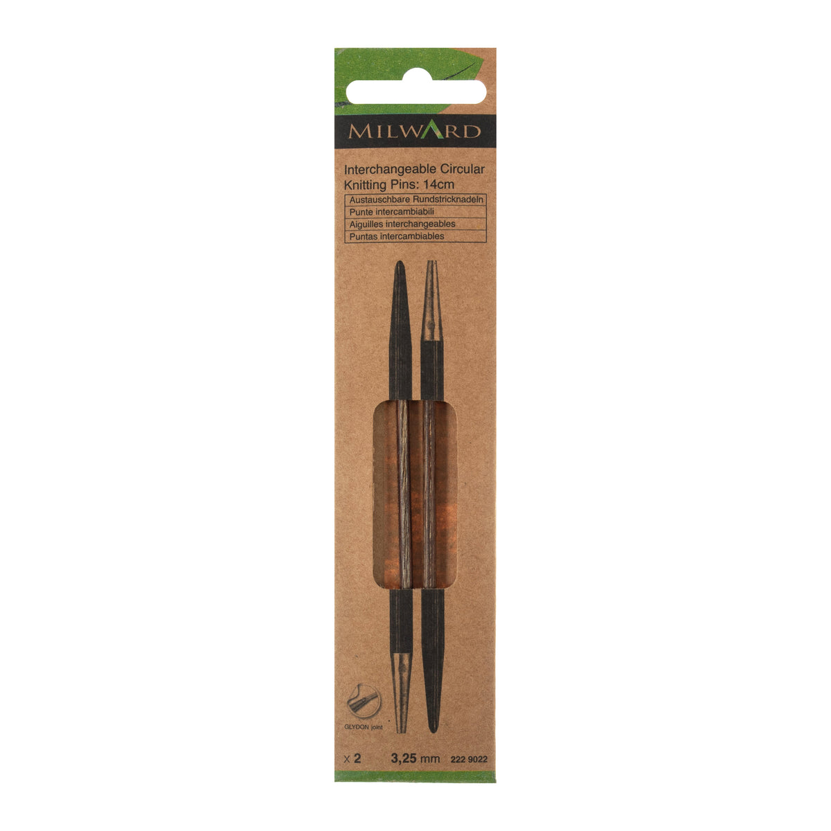 Milward wooden interchangeable circular knitting needle tips, 3.25mm