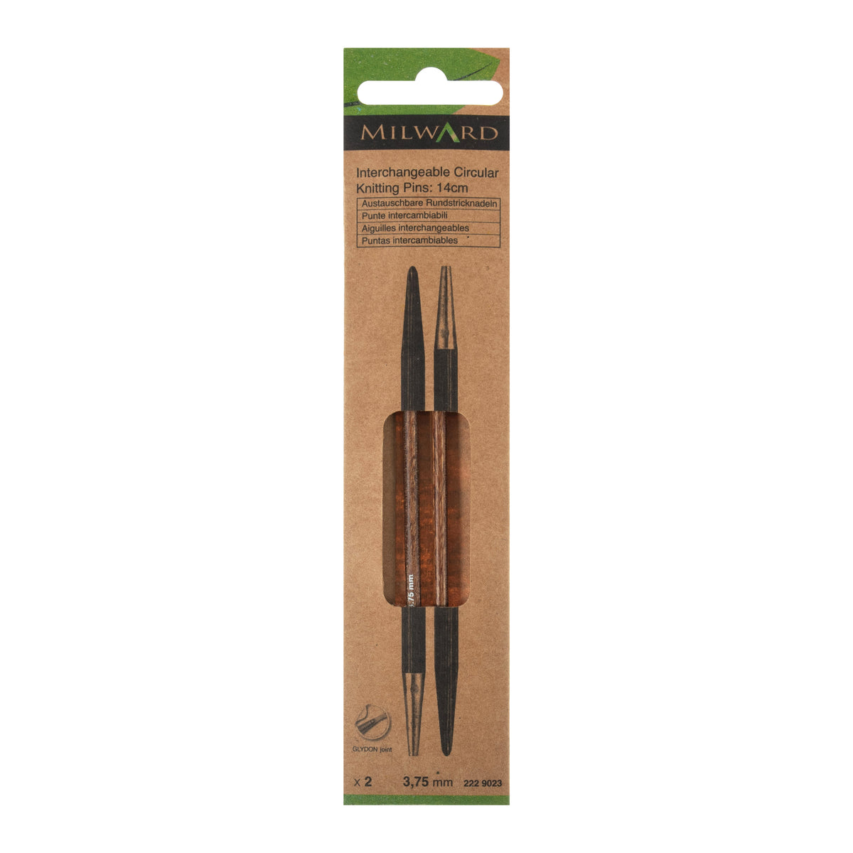 Milward wooden interchangeable circular knitting needle tips, 14cm, 3.75mm
