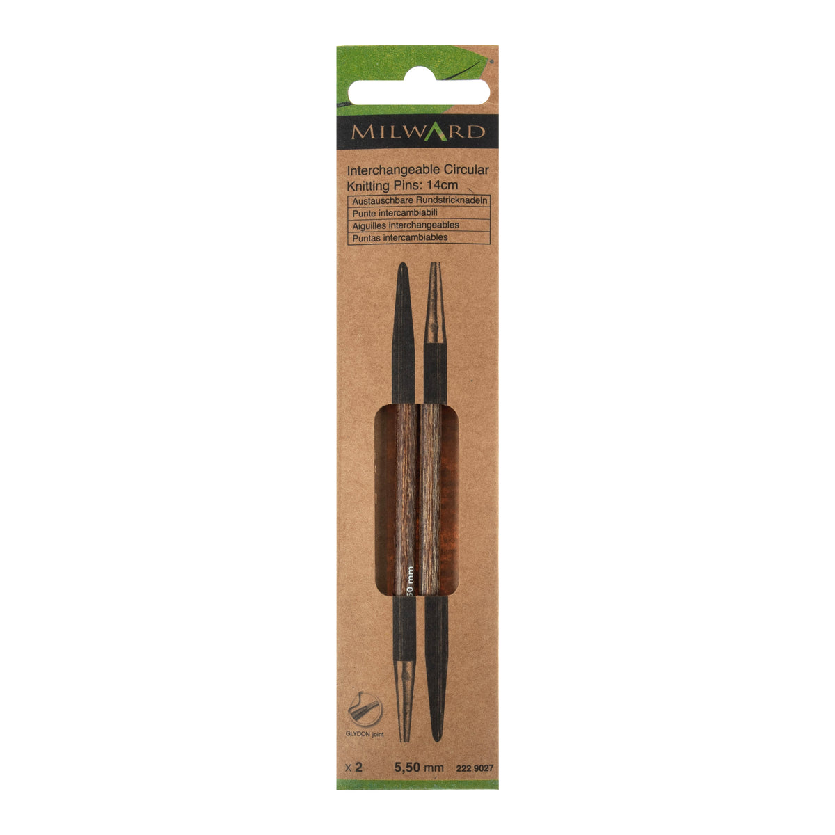 Milward wooden interchangeable circular knitting needle tips, 14cm, 5.5mm