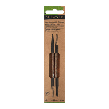 Milward wooden interchangeable circular knitting needle tips, 14cm, 5.5mm