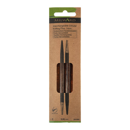 Milward wooden interchangeable circular knitting needle tips, 14cm, 9mm