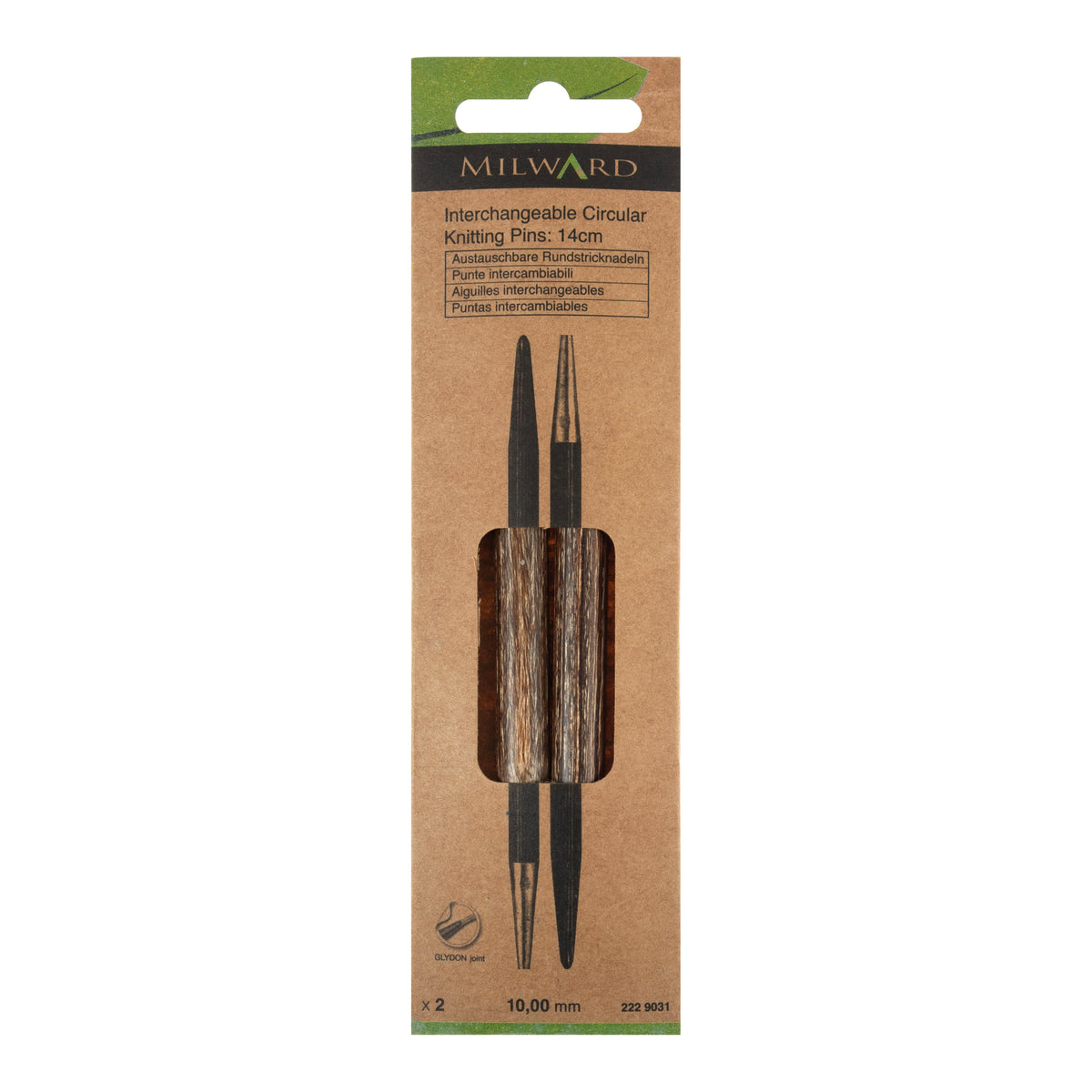 Milward wooden interchangeable circular knitting needle tips, 14cm, 10mm