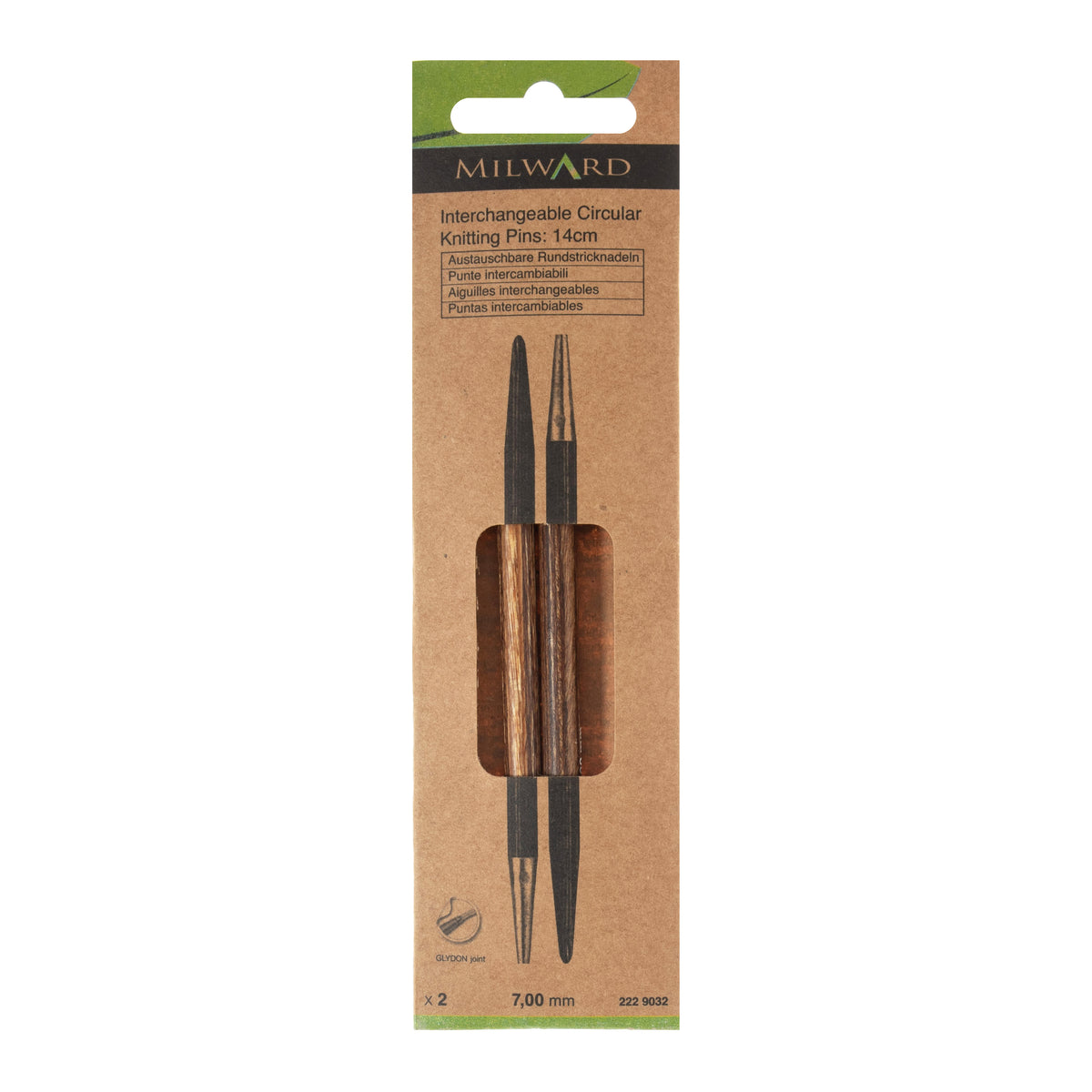 Milward wooden interchangeable circular knitting needle tips, 14cm, 7mm