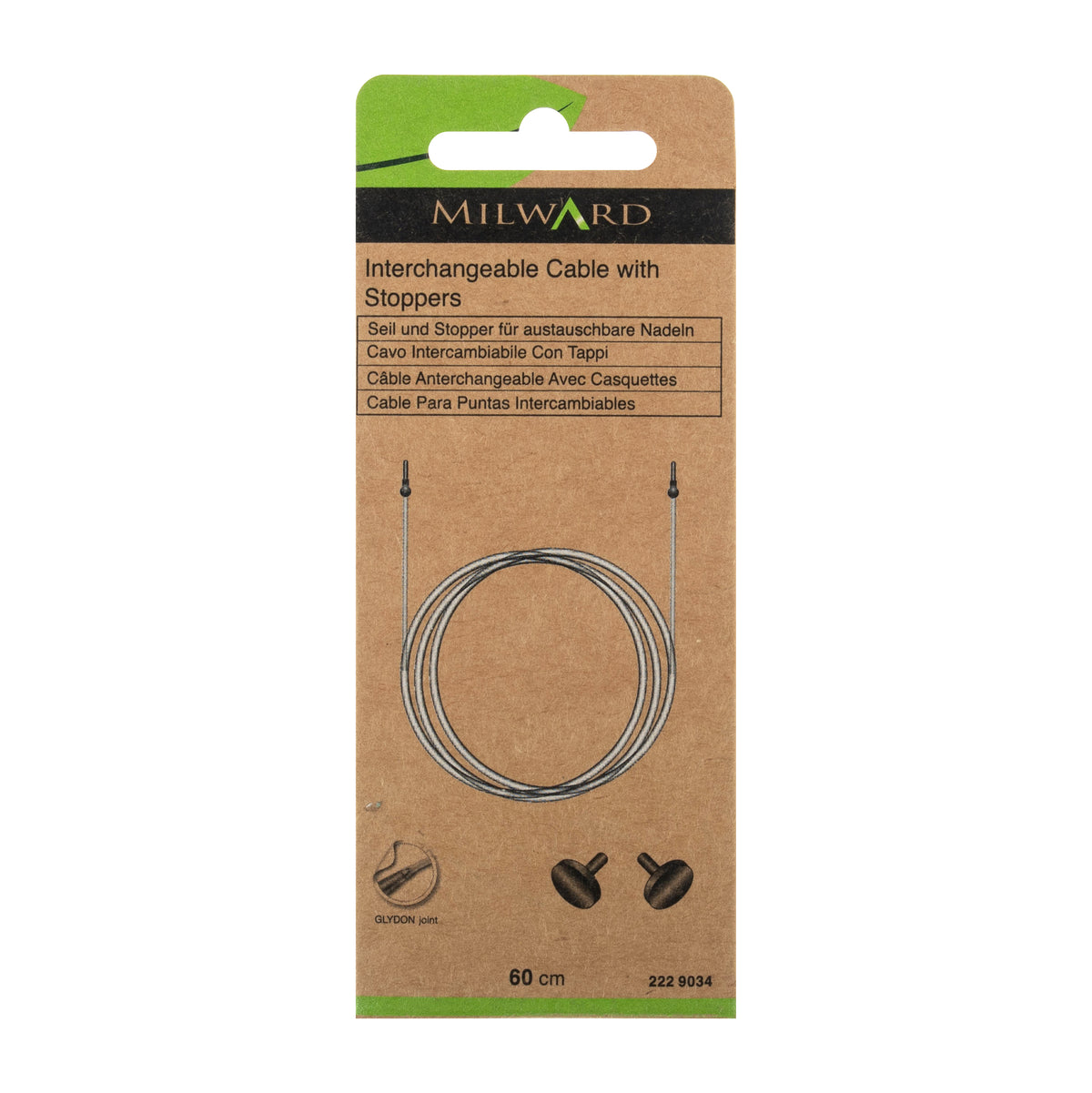 Milward Interchangeable Cable - Universal - 60cm with Brass Knobs