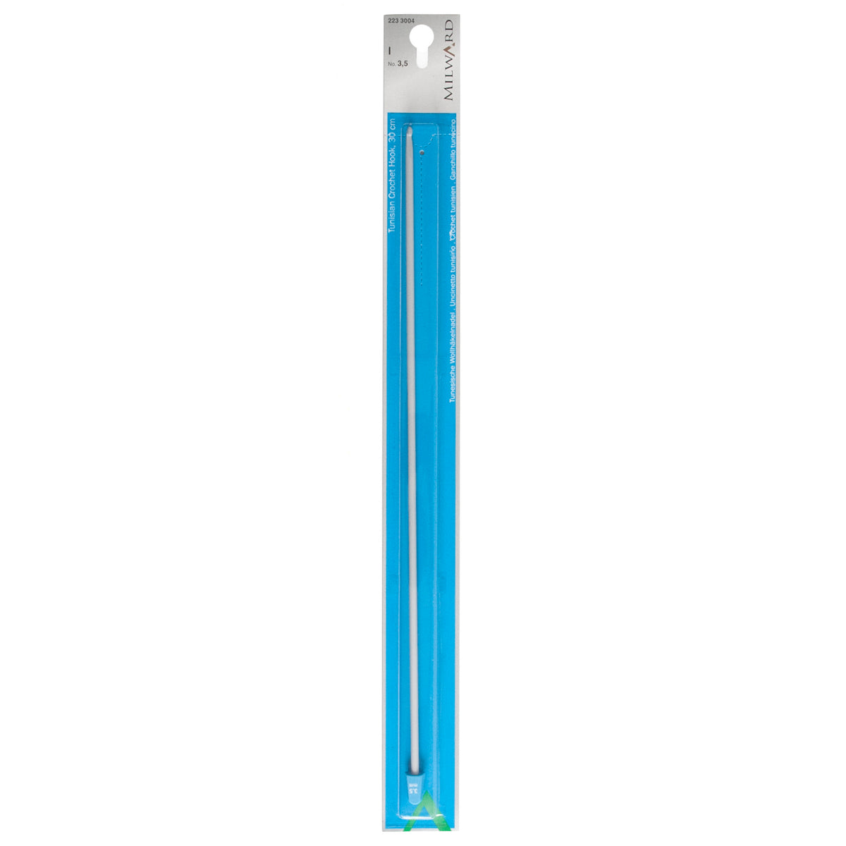 Milward grey 3.5mm Tunisian crochet hook, 30cm long with knob end